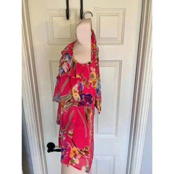 Spense pink liberty floral ruffled halter top size medium - Picture 2 of 8